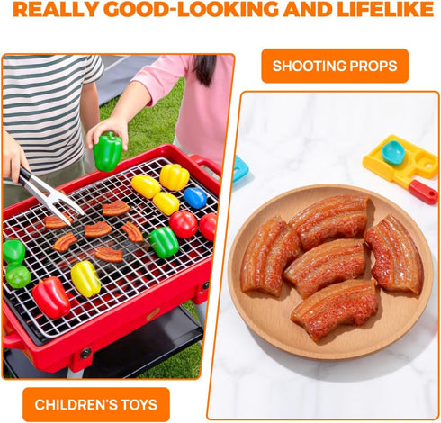 5pcs Vaguelly Realistic Food Props Meat Model Simulation Bacon Toy Lifelike Decoration
