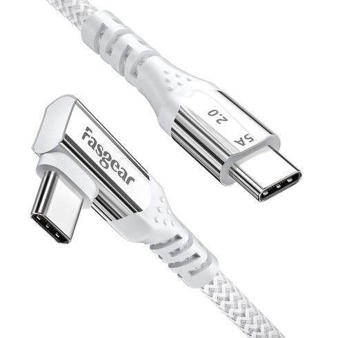 Fasgear 6ft USB C to USB C Cable, 90° Right Angle, 100W Fast Charge, 5A PD, Compatible with MacBook, iPad Pro, Galaxy