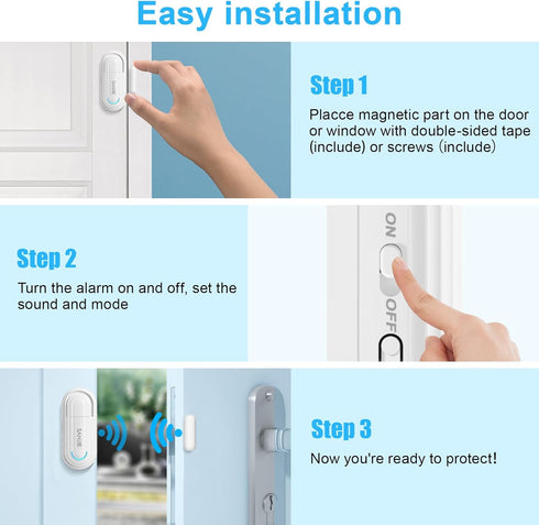 SanJie Door Alarm for Kids Safety with Remote, Door Open Alert Sensor for Home/Dementia Patients/Pool, 0-120 Db Volume