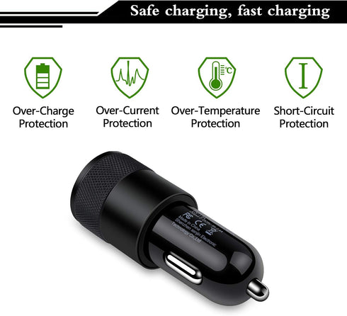 USB C Fast Car Charger, 30W 3.0 PD Type C Car Adapter, 2 Port USB C Car Plug Compatible for iPhone 15/14/13/12 Pro