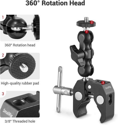 SmallRig Multi-Functional Ballhead Clamp Double Ball Adapter with Bottom Clamp - 2164