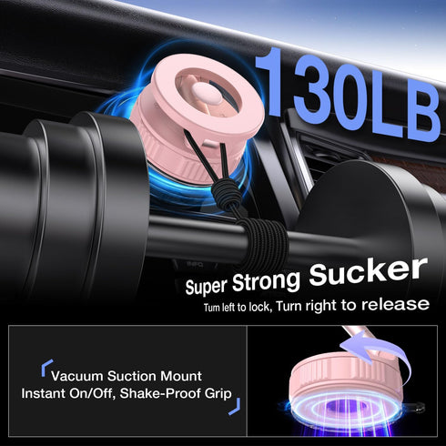 Vooii (130LB 360 Phone Holders for Your Car for Magsafe Car Mount Ultra Suction Cup & Adjustable) Vacuum Cell Phone Car