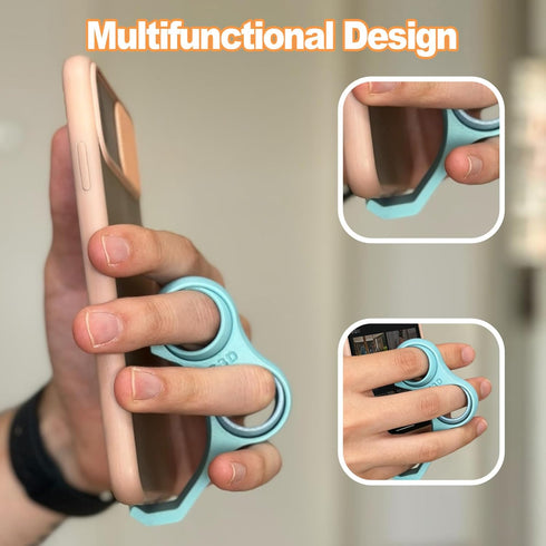 ZVthesea Ergonomic Finger Stand Phone Holder, Finger Phone Holder, Pinky/Ring Finger Grip Strap, Stress-Relieving Toy