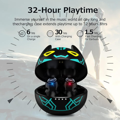 Kids Wireless Earbuds, Bluetooth 5.3 Noise Reduction Headset for Small Ears with Touch Control