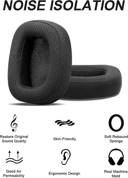 Replacement Ear Pads for Logitech G533 G633 G935, GVOEARS Ear Cushions Compatible with Logitech Headphones (Black)