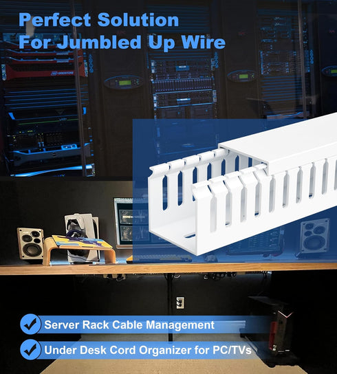 ZhiYo 2 2in 99in (6X L16.5in) x Professional Server Rack Cable Management Raceway, Cable Raceway Kit, Electrically Safe