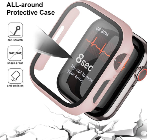 Haojavo 14 Pack Case with Tempered Glass Screen Protector for Apple Watch Series 9 8 7, PC Hard Ultra-Thin Slim Fit
