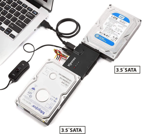 IDE SATA to USB 3.0 Cable Hard Drive Reader for 2.5" 3.5" HDD with 12V 2A Power Adapter