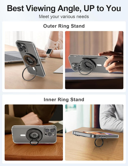 EWA MagOne Ultra (Ring Edition) Phone Grip Stand with Replaceable Metal Finger Ring, Removable Magnetic Ring Holder