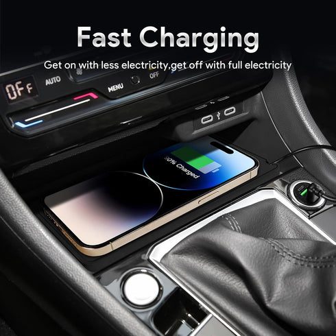 Compatible with Volkswagen Jetta Sprint 2019-2023 Wireless Charger Pad, Silicone Dual Charging Ports 15W Adapter (Black)