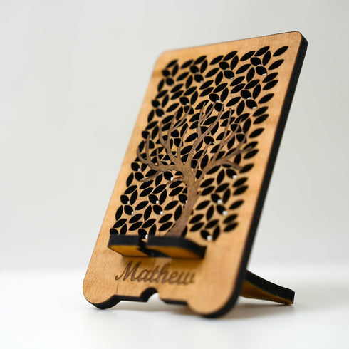 Generic Walnut Phone Stand, Personalized Engraving, Natural Wood, Non-Toxic Finish Maple & Walnut Wood, Best Present