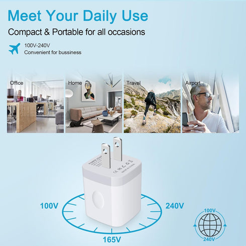 USB Wall Charger, 5Pack 2.1A Quick Dual Port Plug Charger for iPhone 15 14 13 12 11 Pro Max, Samsung Galaxy S24
