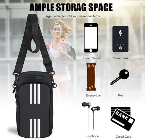Phone Holder for Running Armband, Cell Phone Purse Crossbody for Women Men Kids, iPhone 15 14 13 12 11 Pro Max, Galaxy