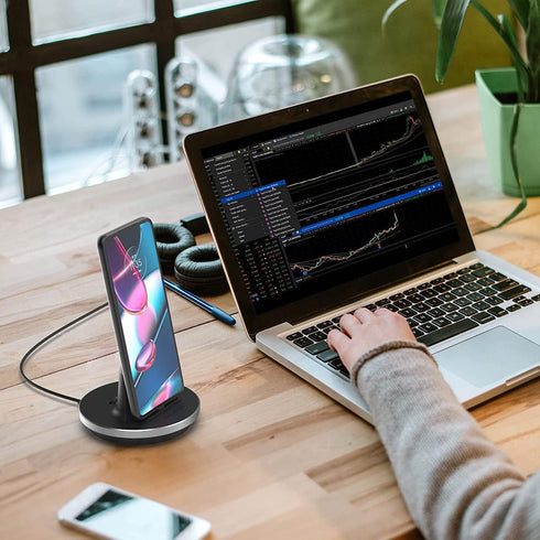 Encased Desktop Charging Stand - Adjustable Case-Friendly Dock Station Charger for USB-C Phone and Tablets