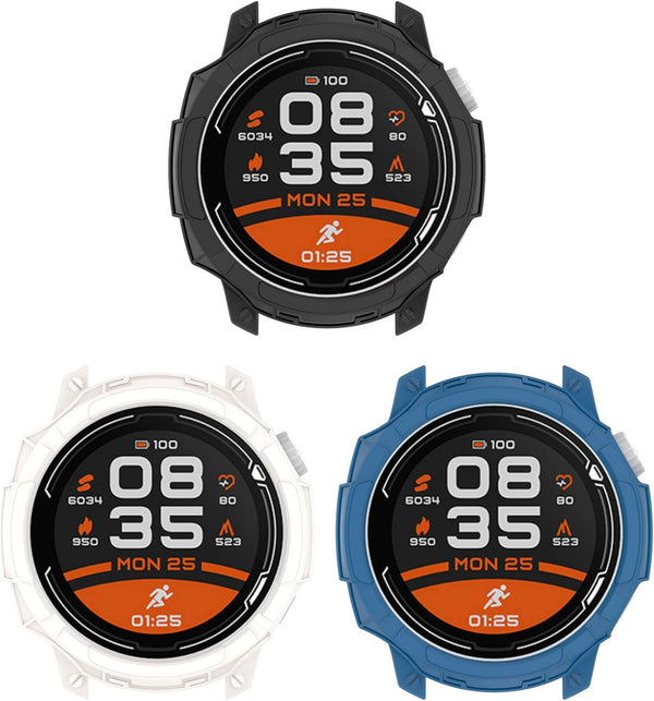 FitTurn Designed Case for Coros Pace 2 Smart Watch, Rugged Protective TPU Bumper Case (Black, White, Blue)