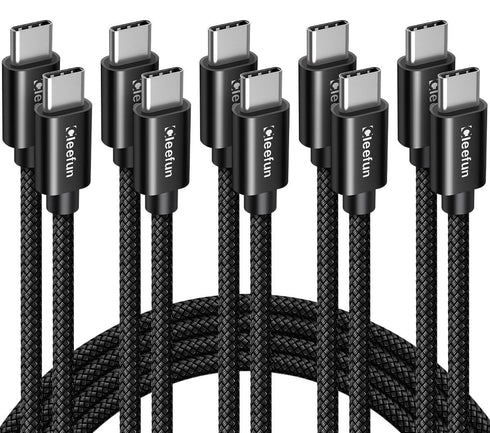 CLEEFUN 5-Pack USB C to USB C Cable 3ft, 60W Fast Charging Cord for iPhone 15/15 Pro Max/15 Plus, iPad/MacBook, Samsung
