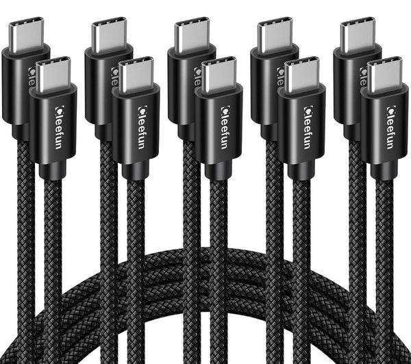 CLEEFUN 5-Pack USB C to USB C Cable 3ft, 60W Fast Charging Cord for iPhone 15/15 Pro Max/15 Plus, iPad/MacBook, Samsung