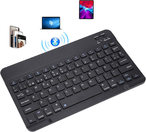 Ultra-Slim Bluetooth Keyboard, Portable Mini Wireless Rechargeable for Apple iPad, iPhone, Samsung Tablet (10 inch