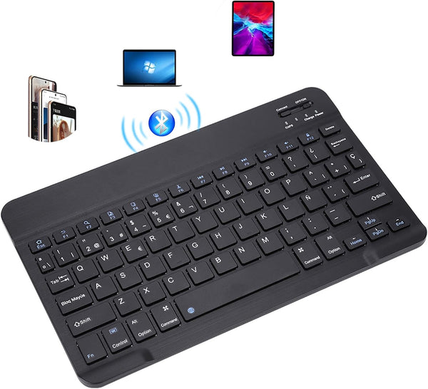 Ultra-Slim Bluetooth Keyboard, Portable Mini Wireless Rechargeable for Apple iPad, iPhone, Samsung Tablet (10 inch