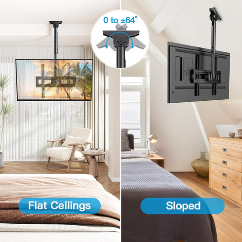 PERLESMITH Ceiling TV Mount for 26-65 inch Flat Screen Displays, Adjustable Ceiling Bracket Holds up to 110lbs