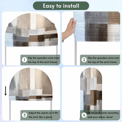 Jnbasdffb 7.2 Grey Brown Color Blocks Wedding Arch Cover, Stretchy Spandex Arch Backdrop Stand Covers FT, Abstract Oil