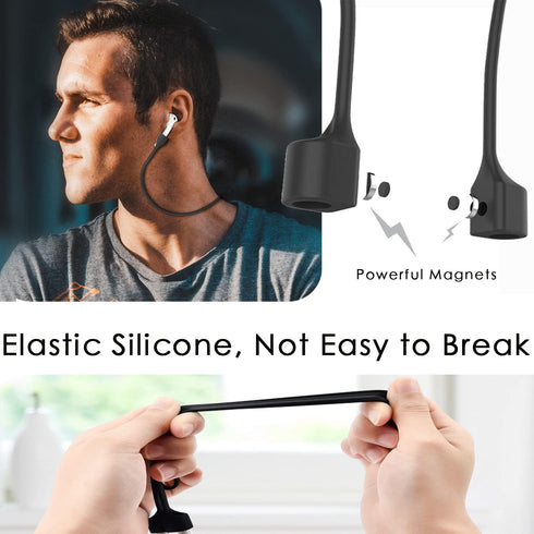 1 Pack Ultra Strong Magnetic Anti-Lost Straps for AirPods, Colorful Soft Silicone Sports Lanyard Compatible with