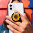 Ksadiye Translucent Clear Phone Grip with Expanding Kickstand,Cell Phone Collapsible Stand Sunflower Flower Design