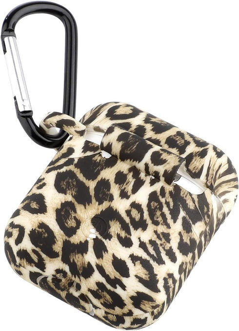 Seadream Silicone Leopard Pattern Protective Cover Case, Metal Keychain Compatible with Apple AirPods