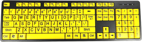 Large Oversized Print Letter Wired USB 104 Keys High Contrast Keyboard for Desktop PC Computer