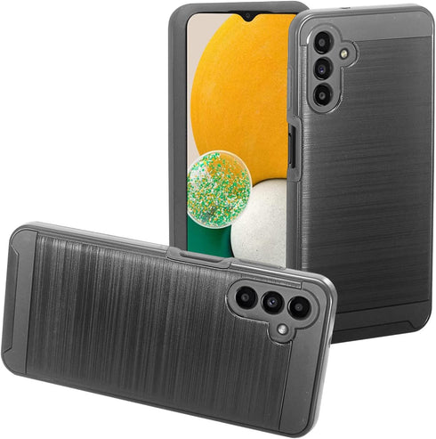 Brushed Style Defender Hard Phone Case for Samsung Galaxy A13 5G (SM-A136), Galaxy A04S (SM-A047) - CS3 Black