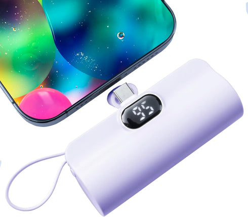 Mini Phone Charger 5500mAh Portable Power Bank, Dual USB-C Ports, Compatible with iPhone and Android Phones