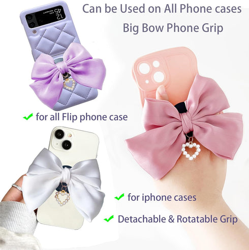Miitoomo Cute Bow Phone Stands Fashion Cellphone Charm Grip Holder Universal Rotatable (Pink)