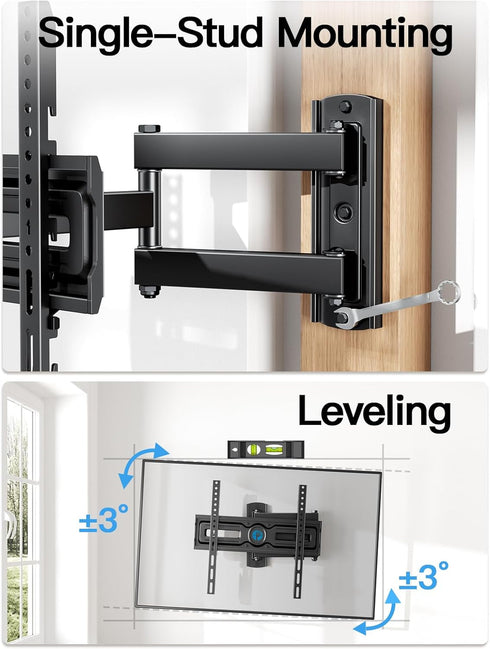 Pipishell Full Motion TV Wall Mount for Most 26-60 inch Flat & Curved TVs, Adjustable Bracket, Max VESA 400x400mm