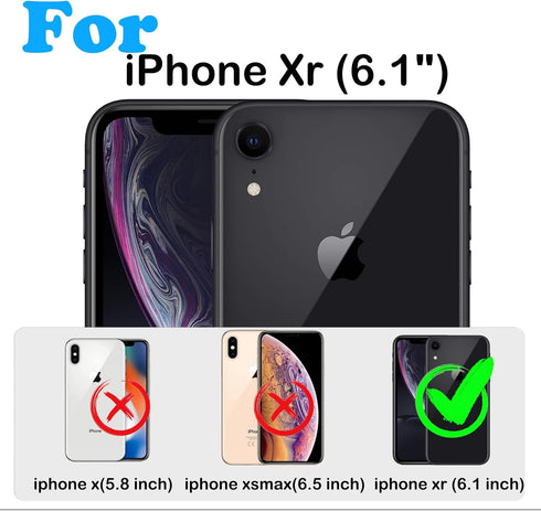 iPhone XR Case, Black, Heavy Duty Shockproof Drop Protection, Built-in Screen Protector, Belt Clip Holster, Rugged Cover