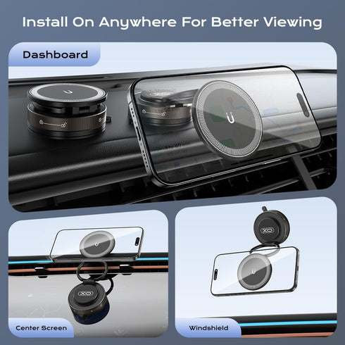 XO Simple is Beauty 360Rotation Nano Gel Car Phone Holder, Adjustable Magnetic Cellphone Mount Foldable Car Phone Stand
