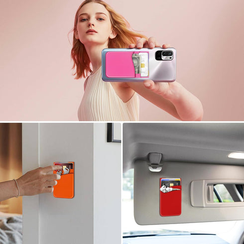 Senose Card Holder for Phone Case, Silicone Stick-on Wallet Sleeve for ID Credit Card, Compatible with All Smartphones