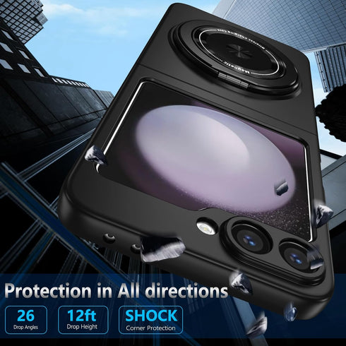 Magnetic Ring Stand Phone Case for Samsung Galaxy Z Flip 6, Compatible with Mag-Safe, Military Grade Shockproof