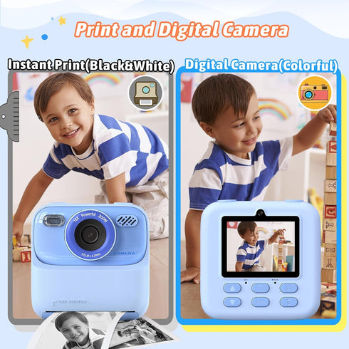 Upgrade Kids Instant Print Camera, 1080P HD Dual-Lens with Print Paper & 32G Card, Gifts for Ages 3-16