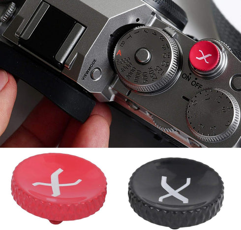 Alloy Black + Red Paint Spraying Treatment Camera Shutter Release for X Series Cameras with Rubber Ring Fuji Soft