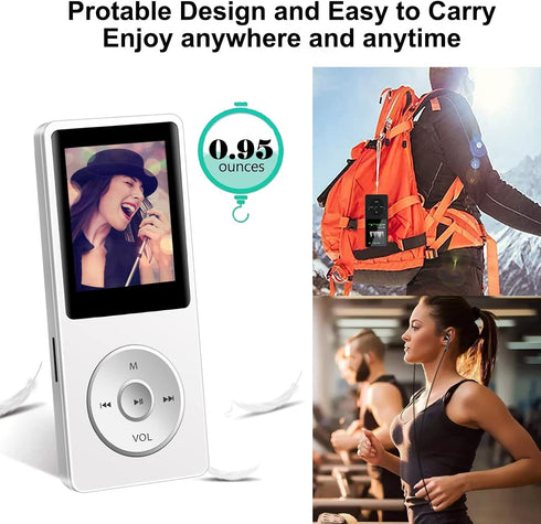 Aigital MP3 32GB Bluetooth Player with TF Card, Portable Music Player with Built-in HD Speaker, Video Function, FM