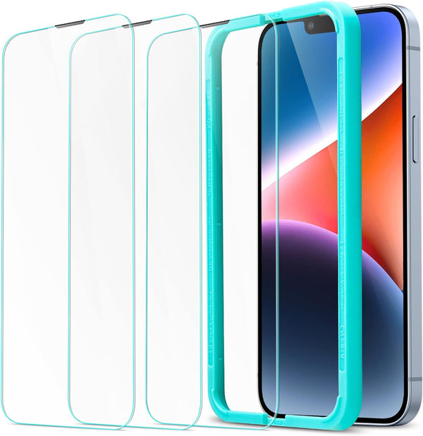 ESR 3 Pack Tempered-Glass Screen Protector for iPhone 14/13/13 Pro, Military-Grade, Scratch Resistant, Easy Install.