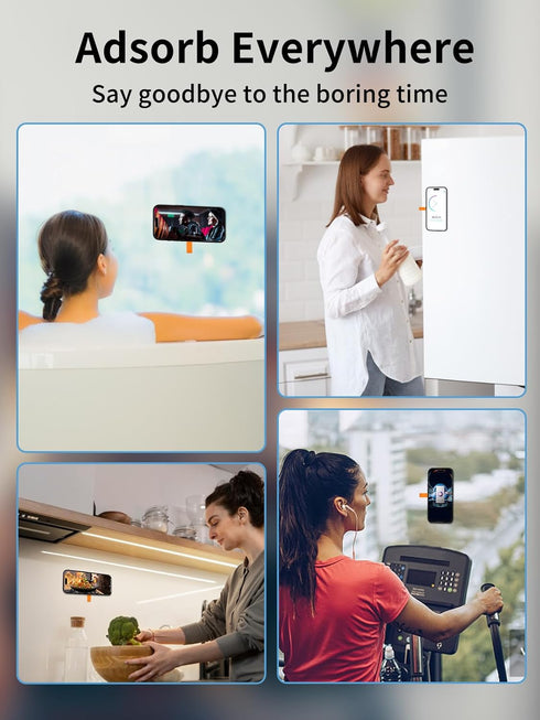 Magnetic Suction Cup Phone Mount, Silicone Grip Holder for MagSafe, Hands-Free Mirror Shower Phone Holder for TikTok