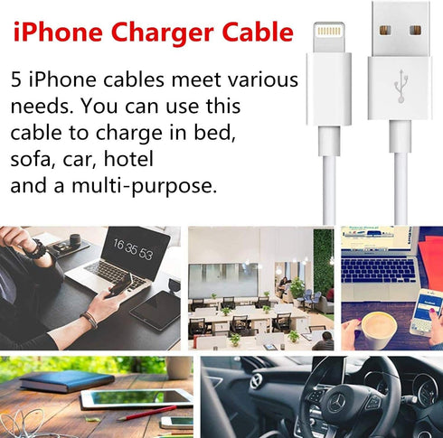 sharllen 5 Pack iPhone Charger Cable 6FT USB Fast Charging Syncing Cords for iPhone 14/13/12/11/XS/Max/XR/X