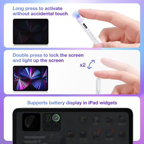 Tough Silicone Ball Nib Stylus for iPad, Soft Silent Writing, Non-Slip Tips for iPad Pro, iPad 9/8/7/6, iPad Air, Mini