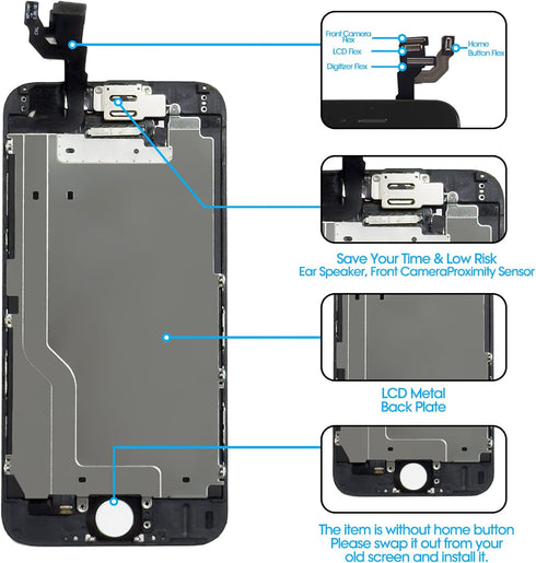 iPhone 6 Screen Replacement 4.7', 3D Touch Display Full Repair Kit, Digitizer Assembly with Tools Set