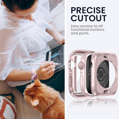 Tensea 2 in 1 Waterproof Apple Watch Screen Protector Case, iWatch Protective PC Face Cover with Tempered Glass