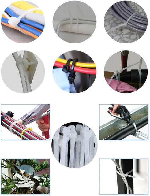 TrendBox 500 White Self-Locking Nylon Plastic Cable Cord Zip Ties, Size: 4x250mm/10 inches, Durable Indoor Outdoor