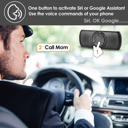 TIANSHILI Command Bluetooth Visor Clip Car Speaker, Wireless Handsfree Speakerphones, Stereo Sound Enhanced