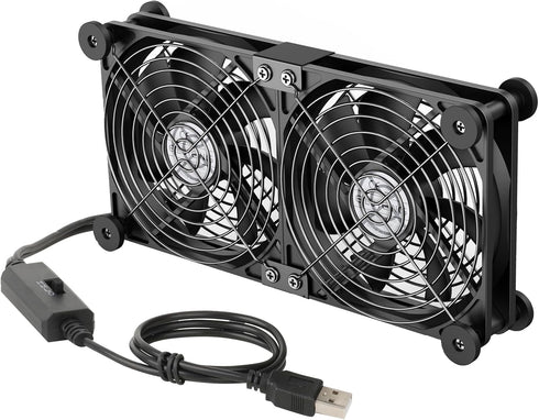 ELUTENG Dual AC USB Computer Fan 140mm USB Fans for Cooling 3 Speed