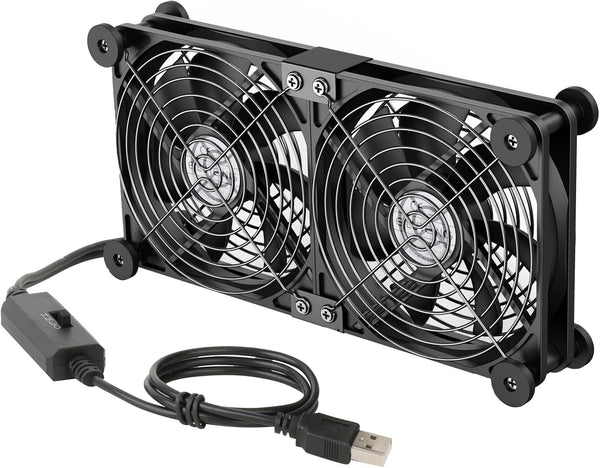 ELUTENG Dual AC USB Computer Fan 140mm USB Fans for Cooling 3 Speed